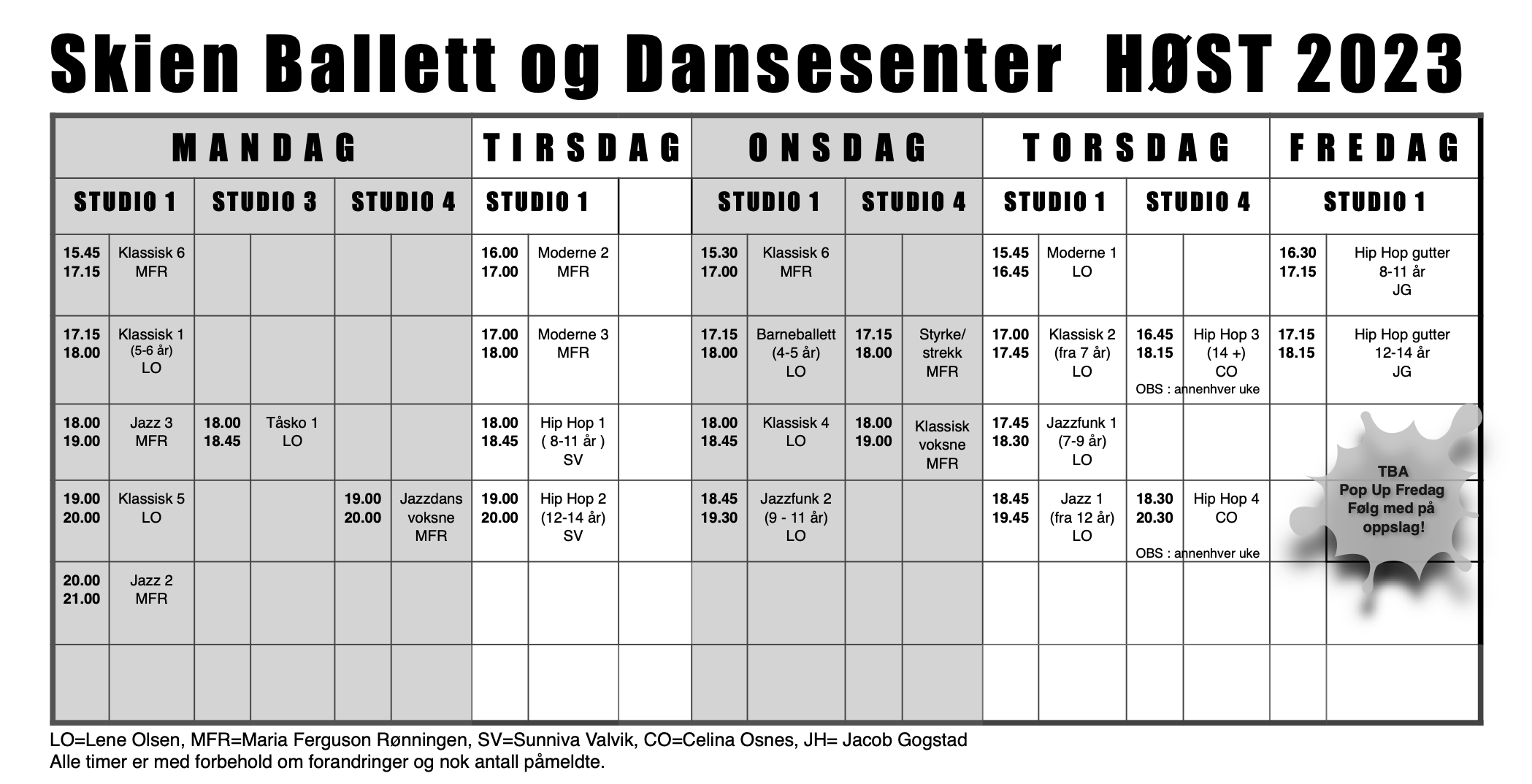 Timeplan HØST 2023 - web